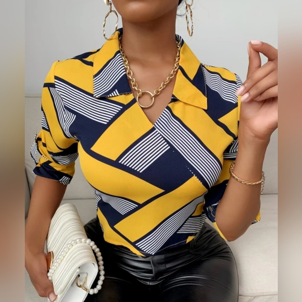 Blue & Yellow Blouse